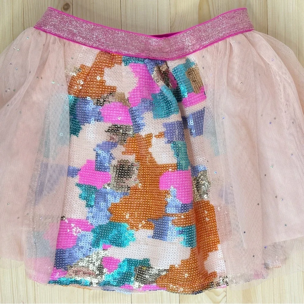 Cat & Jack Girls Sequin Tulle Skirt Pink Sparkle Party XS 4/5 NWT
